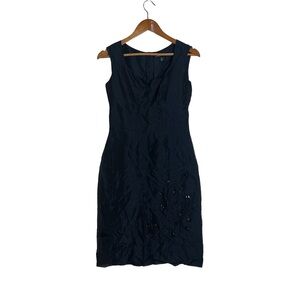 Sandra Angelozzi black 100% silk beaded shift dress